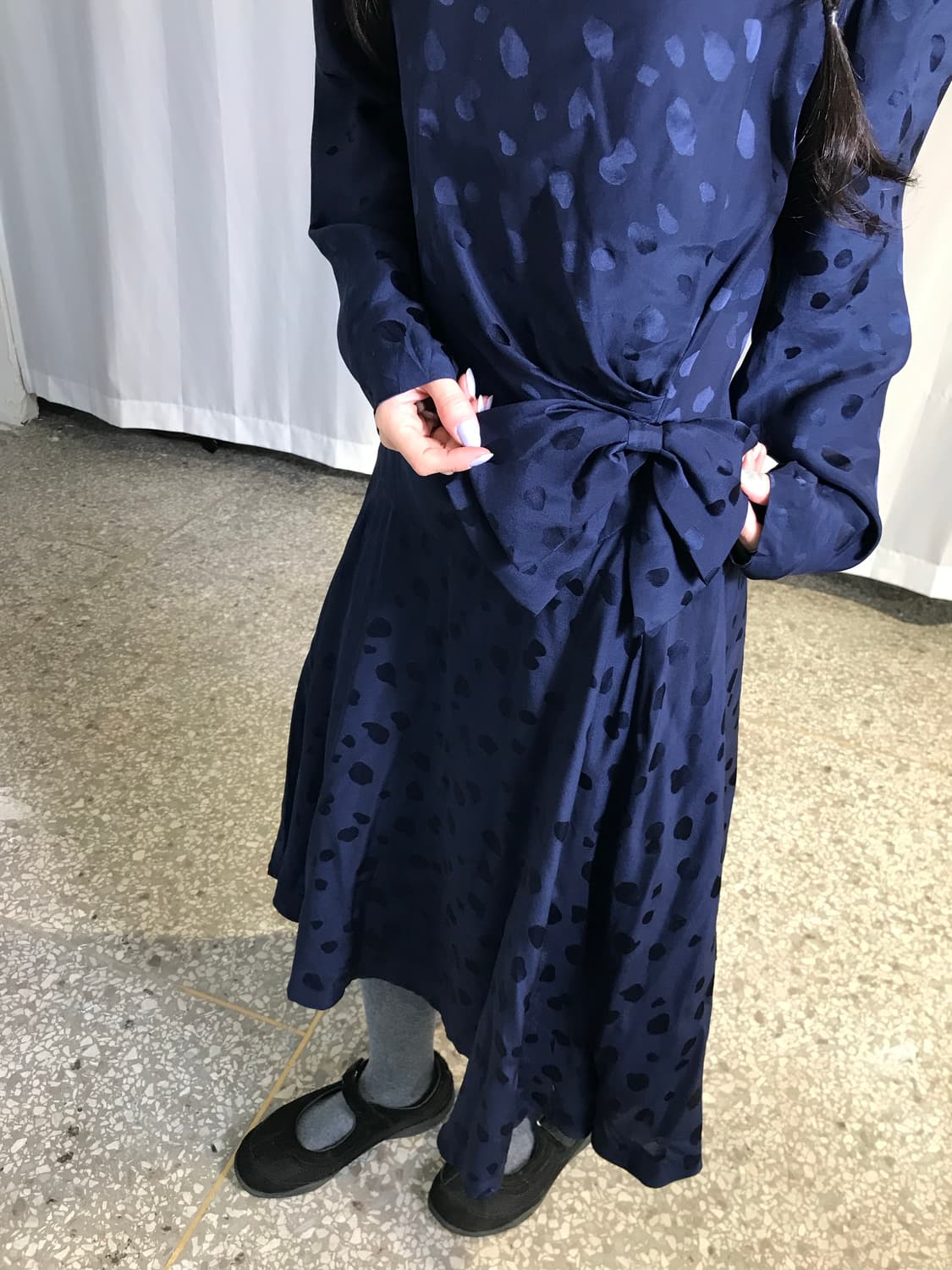 네이비 도트원피스 상품이미지2