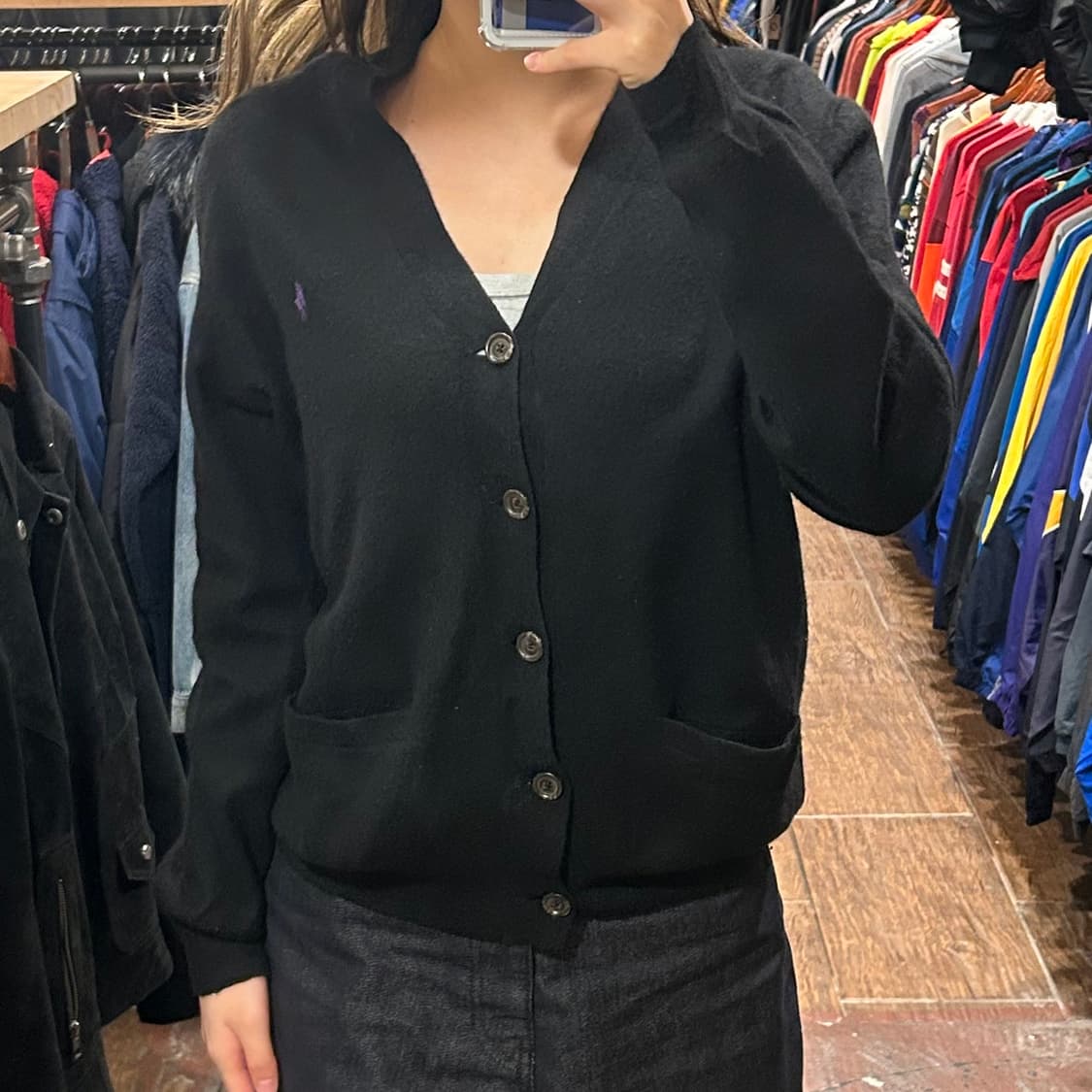 [HI] 폴로 니트 가디건 블랙 상품이미지2