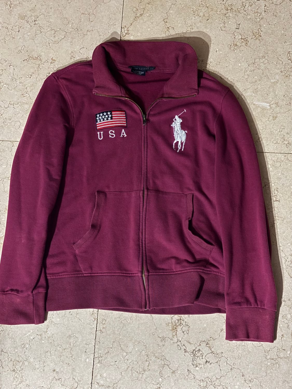 폴로 랄프로렌 빈티지 빅포니 usa 성조기 자주색 집업 상품이미지2