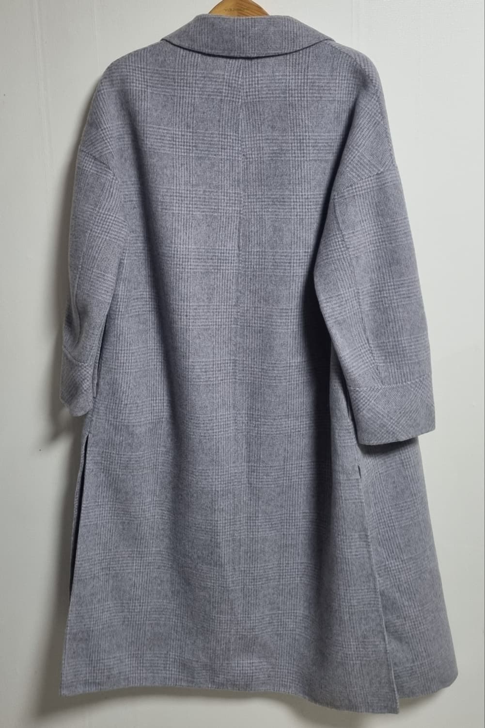 오버핏 M (66) 오즈세컨 그레이 체크 울/캐시미어 오픈형 코트 상품이미지3