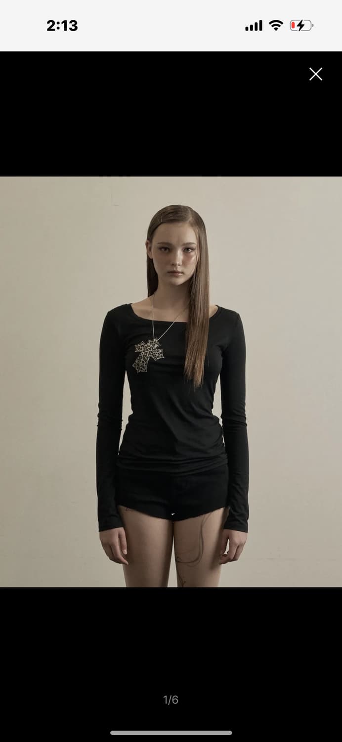 일리오 레오파드 슬리브 leopard cross necklace top 상품이미지1