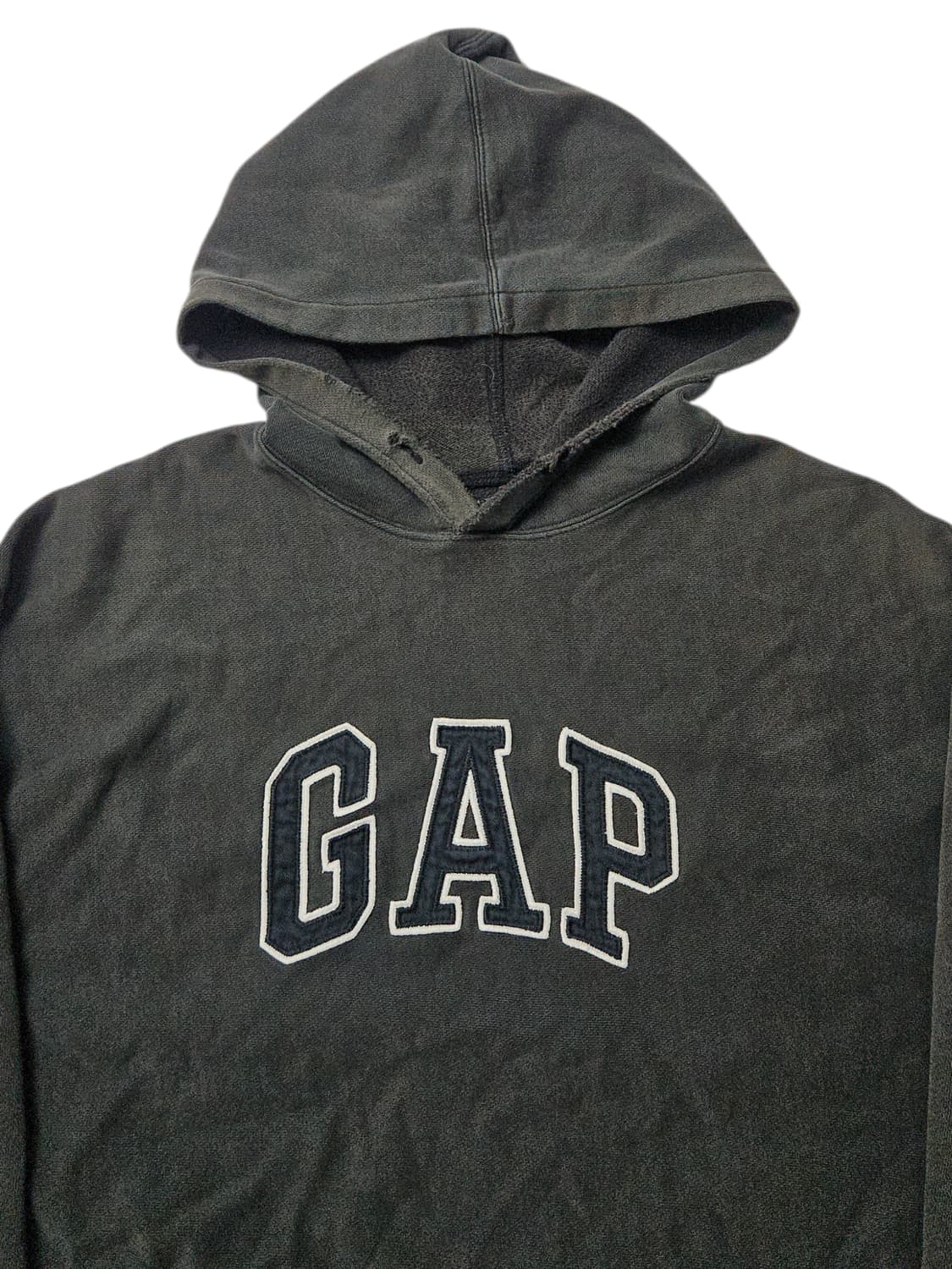 1990's 올드 갭 GAP 리버스위브 하드페이딩 디스트레스드 후드 L 상품이미지3