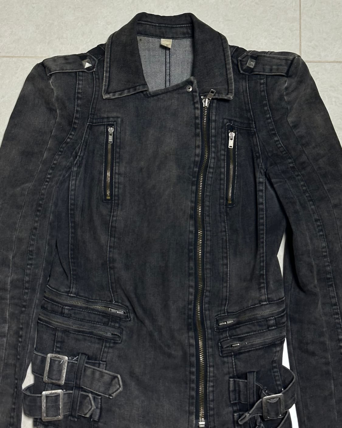 락시크 펑크 차콜블랙 y2k 라이더자켓 상품이미지4