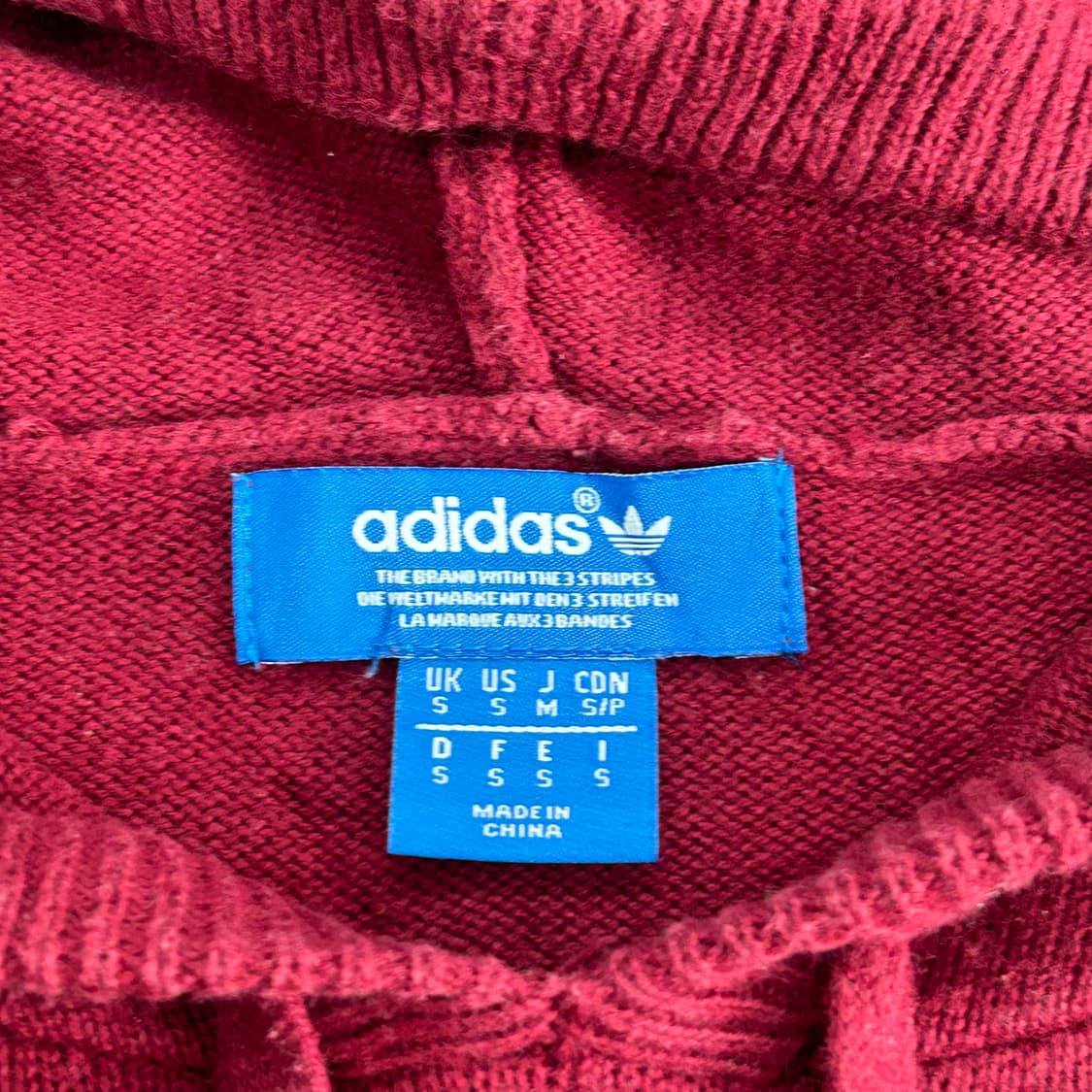 Adidas 아디다스 빅 파이어로고 버건디 니트 후드티 상품이미지6