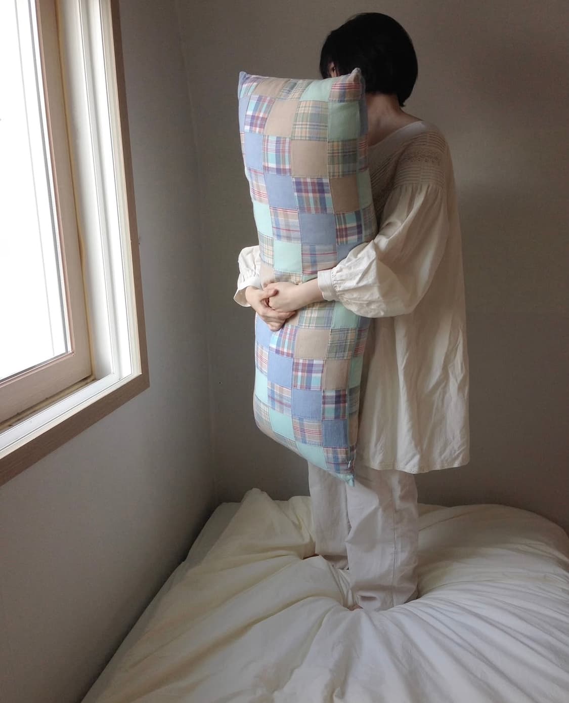 모요일 도쿄시리즈 포근한 옥빛 조각들 패치워크 쿠션커버 단품 상품이미지2