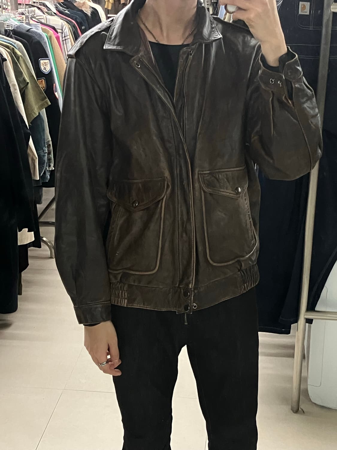 VTG 빈티지 브라운 소가죽자켓 상품이미지7