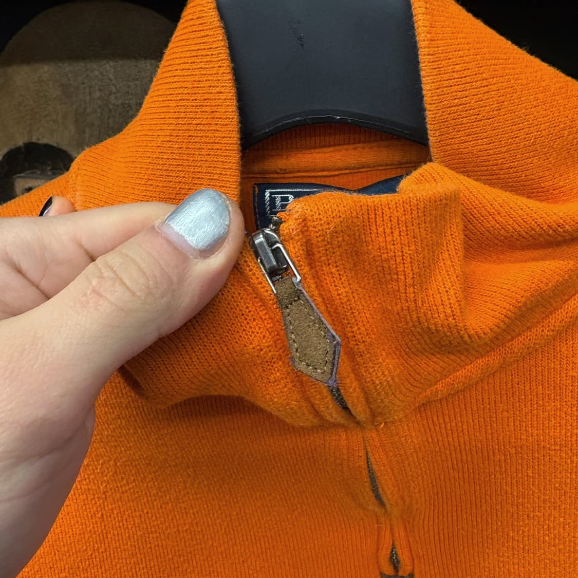 90s 폴로 랄프로렌 파인리브 하프집업 코튼니트 스웨터 오렌지 N635 상품이미지6