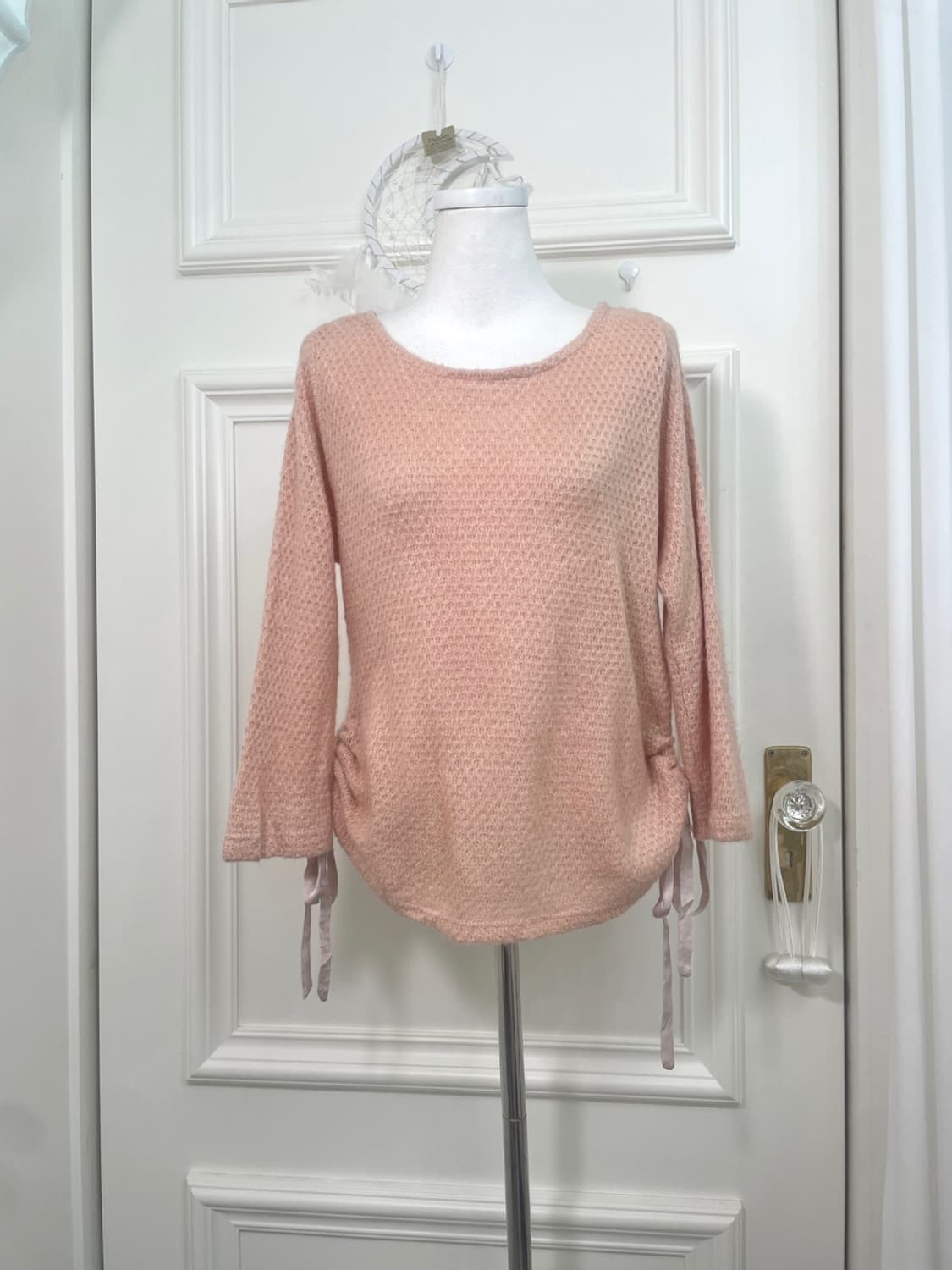 coral side lace-up basic knit top 상품이미지1