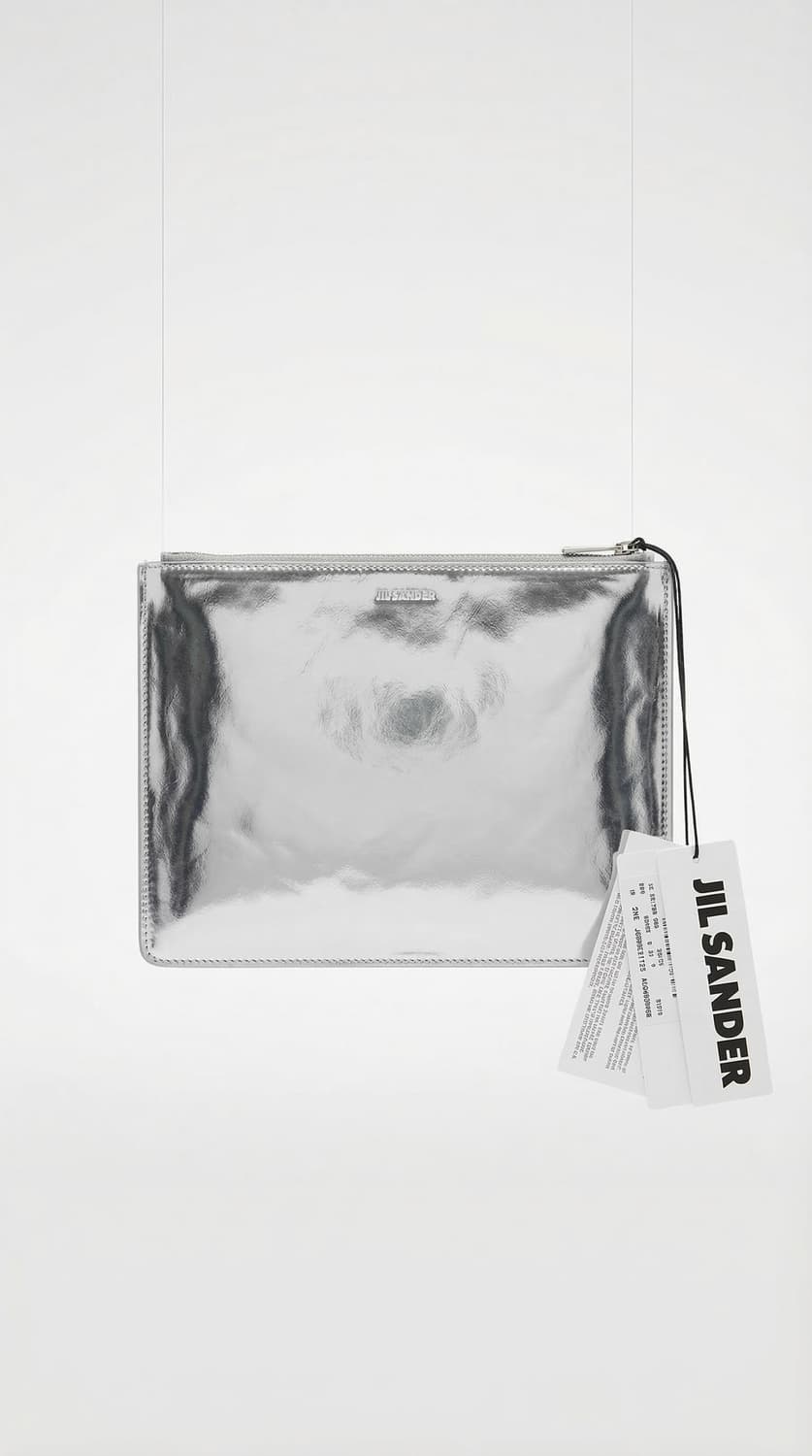 질샌더 실버 레더 클러치 백 상품이미지1