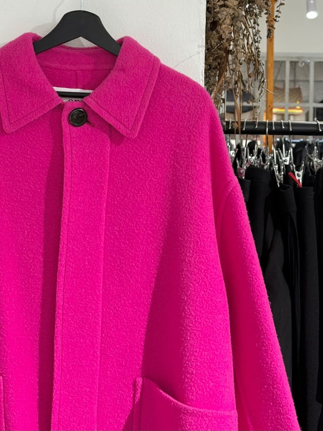 아미 핑크 싱글 브레스트 울 코트 상품이미지3