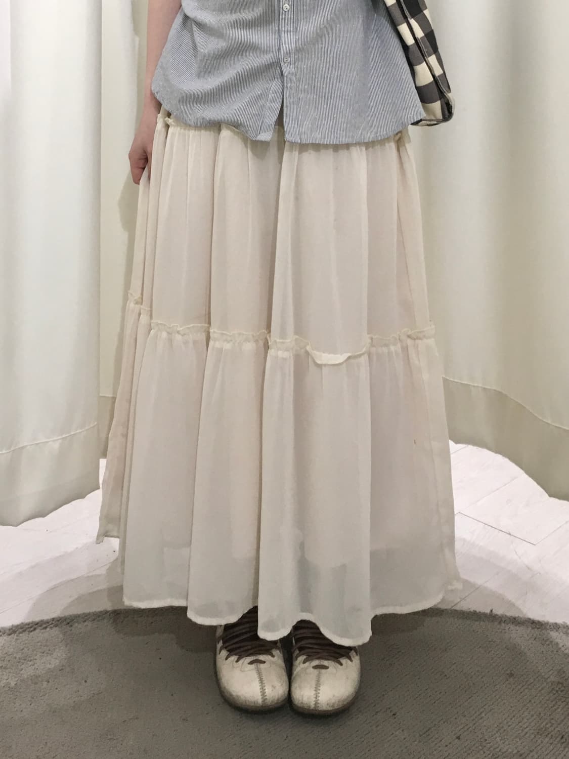 Soft Ivory Tiered Skirt 상품이미지1
