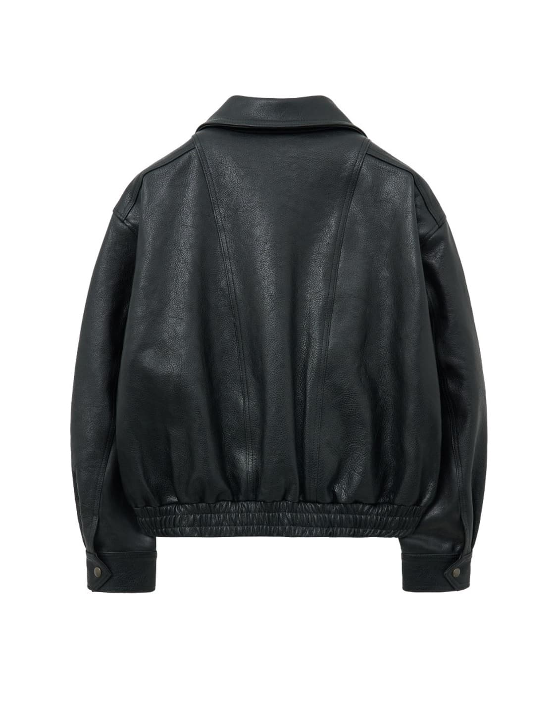 <새상품>앤틱 카우 레더 하이넥 블루종 블랙 50 상품이미지3