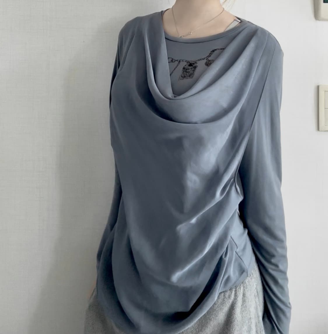 옷장정리🚨 Y2k 페어리 오리엔탈 모리걸 레이어드 셔링 티셔츠 상품이미지3