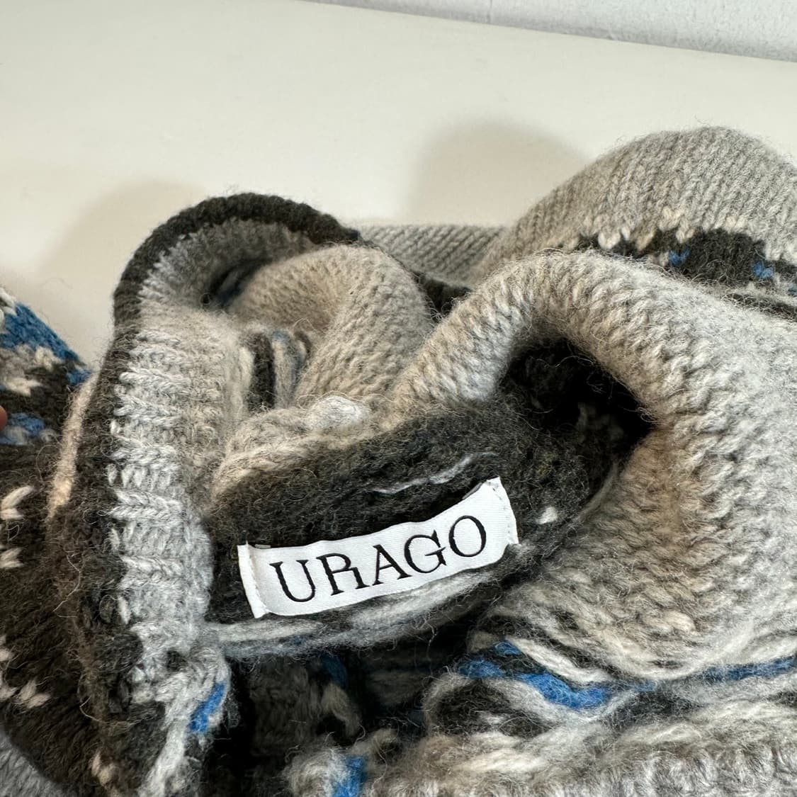 우먼FREE 유라고 URAGO 그레이 자카드 후드 가디건 상품이미지6