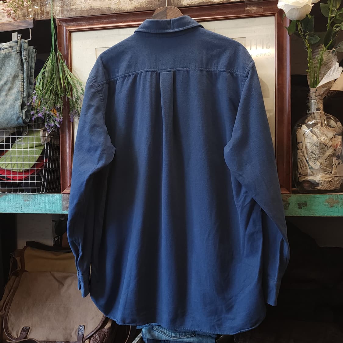 90s 엘엘빈 워크셔츠 헤비코튼 투포켓 샤모아 셔츠 오크 페이딩 블루 L 상품이미지4