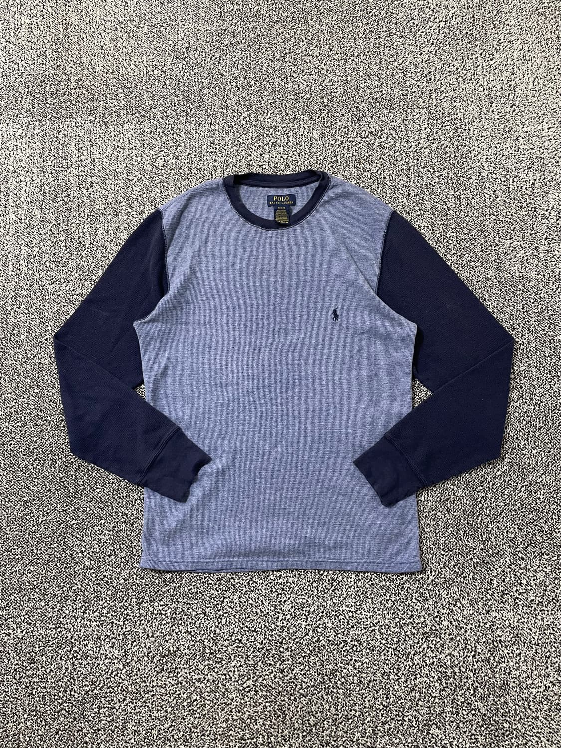 빈티지9. 폴로랄프로렌 와플 투톤 롱슬리브 긴팔 티셔츠 블루 상품이미지1