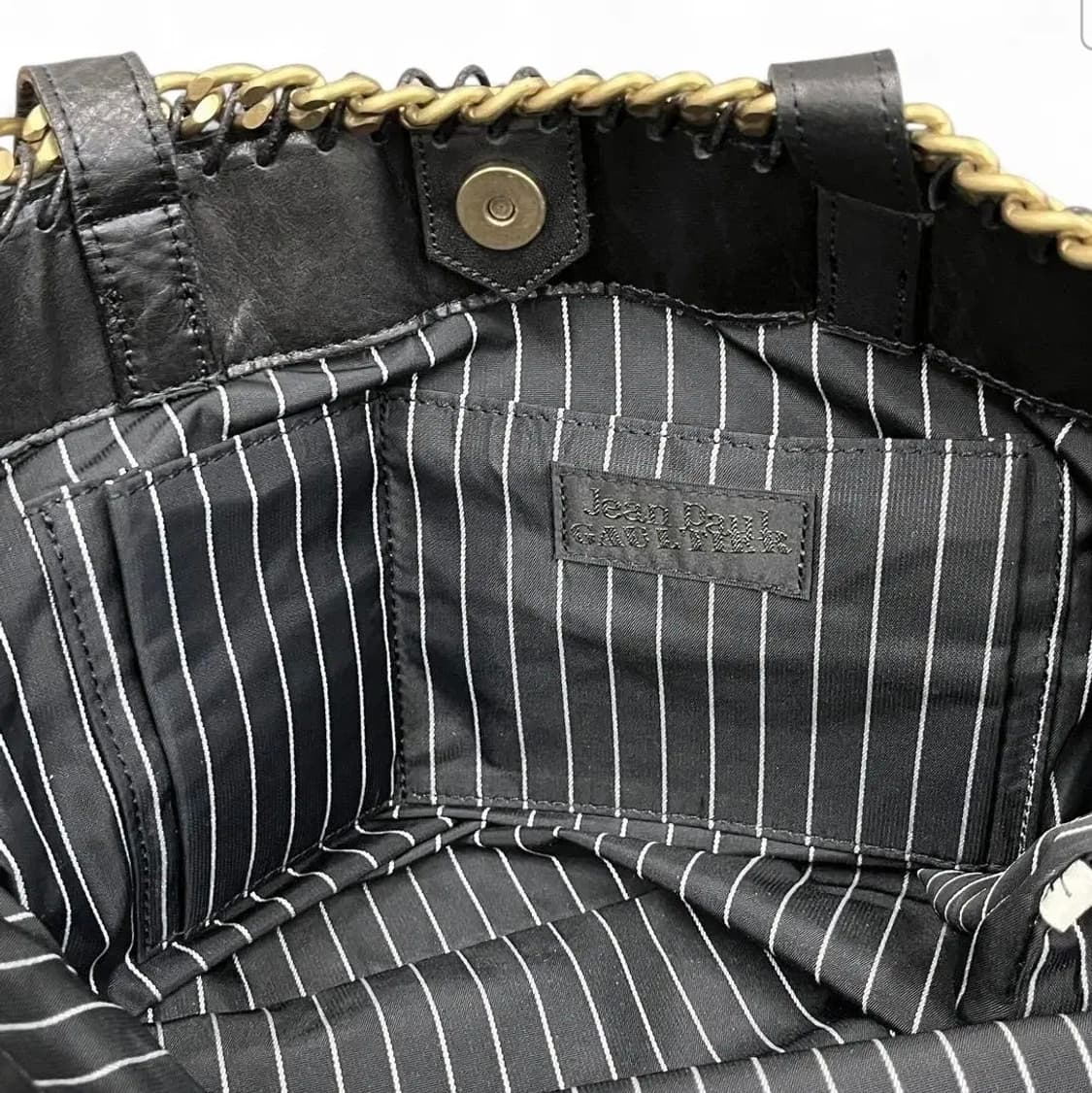 장폴고티에 골드체인 소가죽 토트백 y2k 상품이미지8