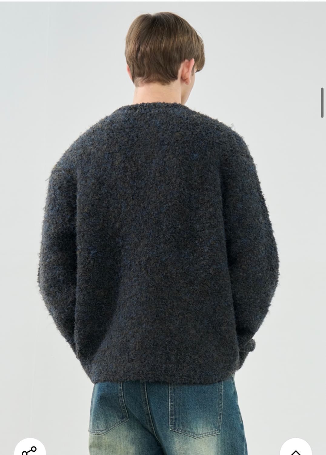 (새상품)(XL) 드로우핏 루즈핏 울 부클 니트집업 가디건 판매 상품이미지6