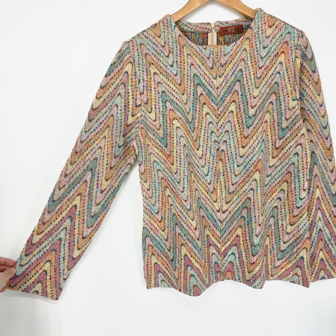 CAPERDONI 지그재그 패턴 긴팔 블라우스 상품이미지2