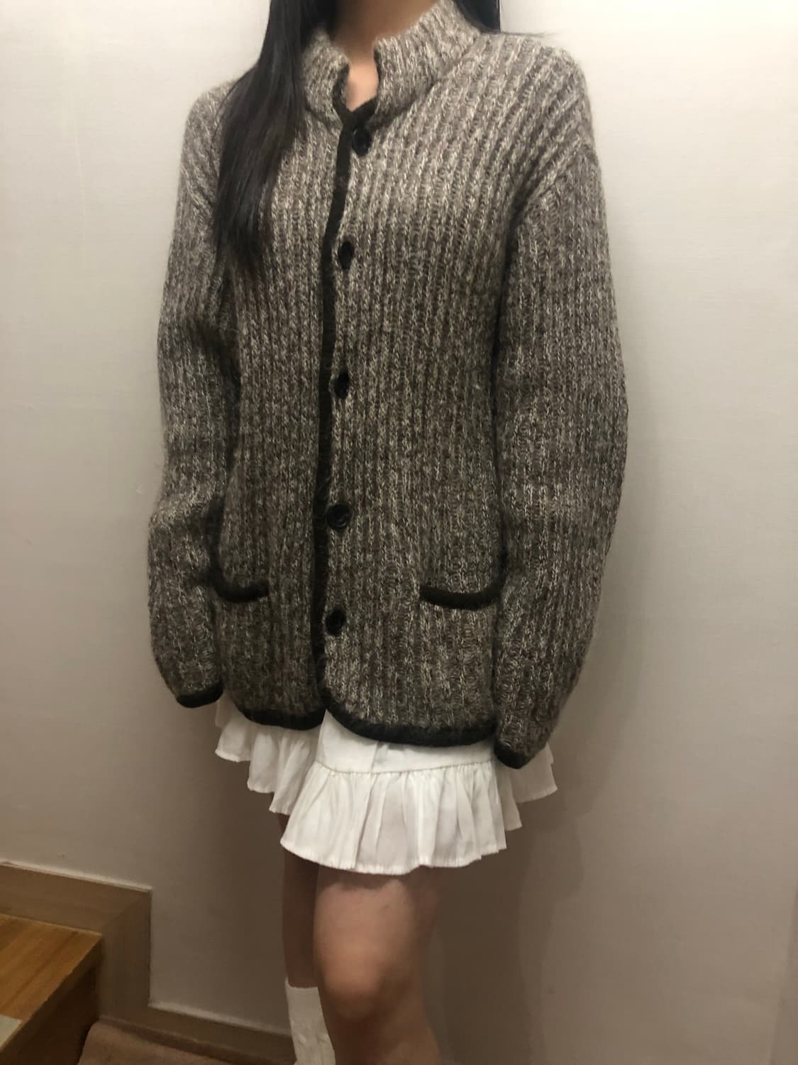 빈티지 그레이 울 니트집업 상품이미지8