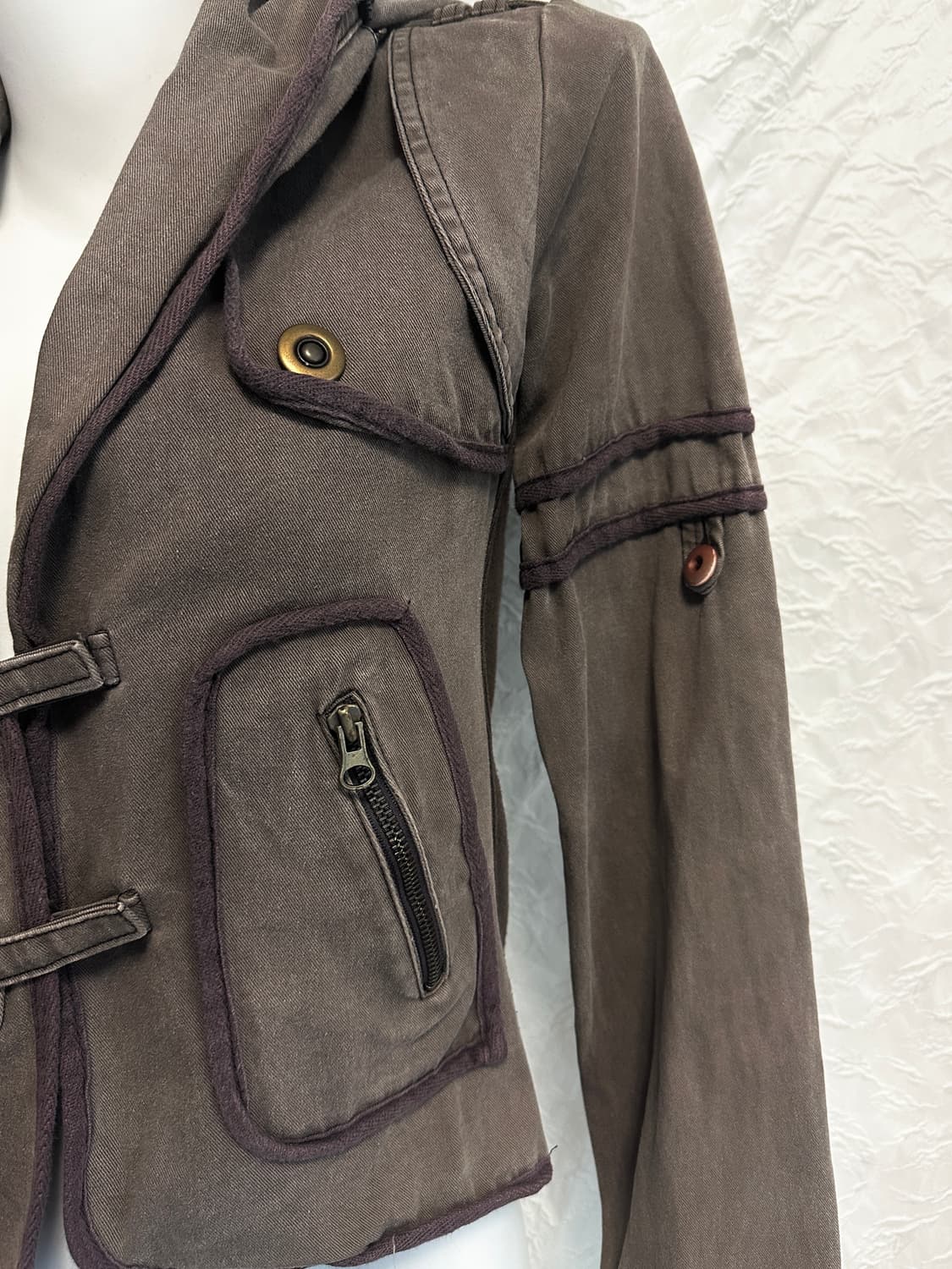 빈티지 핀터깔 y2k 골지 코튼 후드 자켓 상품이미지3