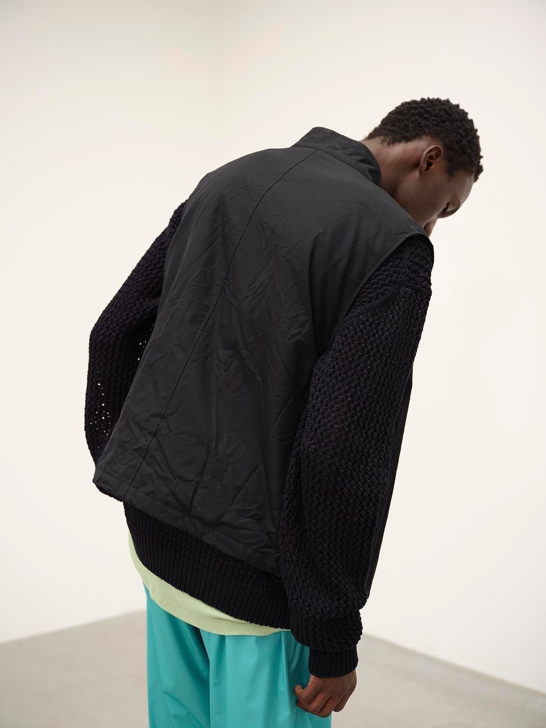 Auralee 오라리 하이카운트 울 포플린 베스트 블랙 4 상품이미지3