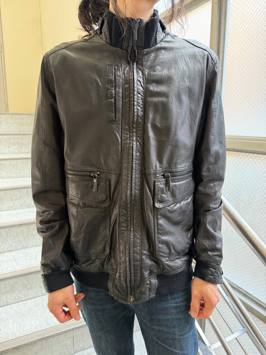 Perry Ellis lambskin biker jacket 상품이미지1