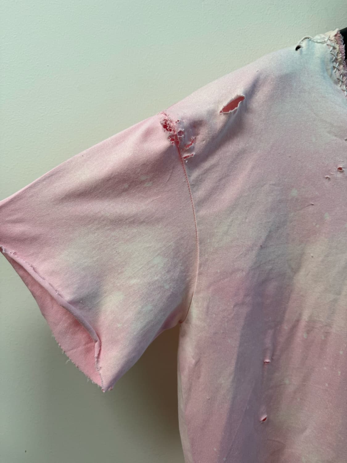 빈티지 페이딩 pink+white 색감 distressed 티셔츠 상품이미지3