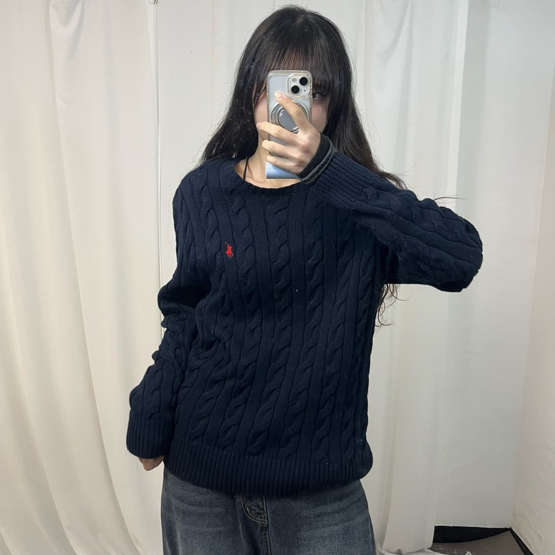 Polo Navy Cable Knit 상품이미지1