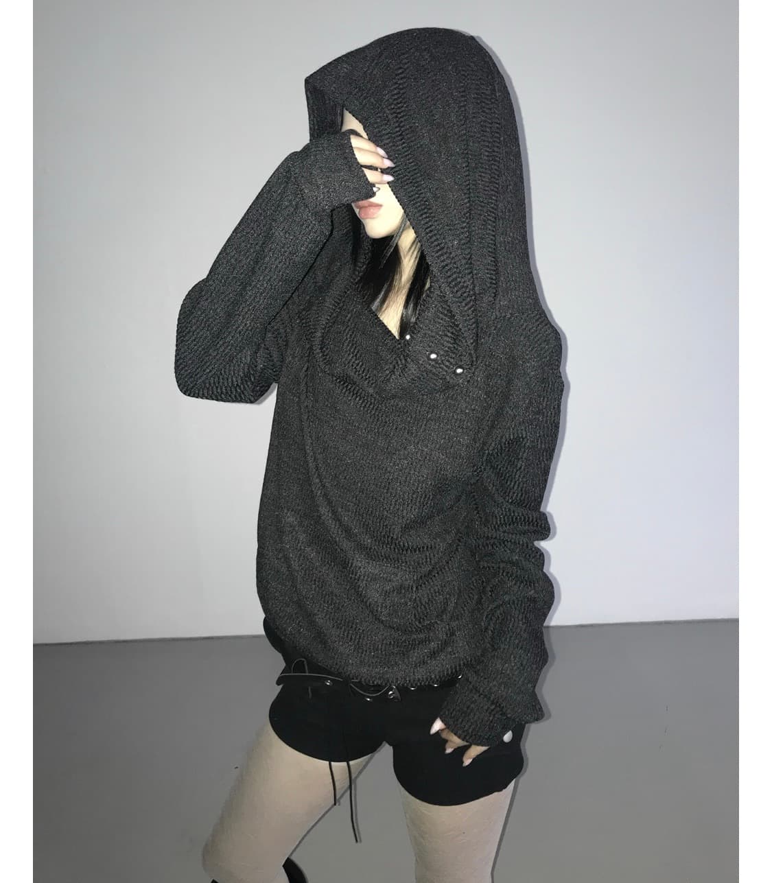 디에어타운 viscose hoodie dark grey 상품이미지1
