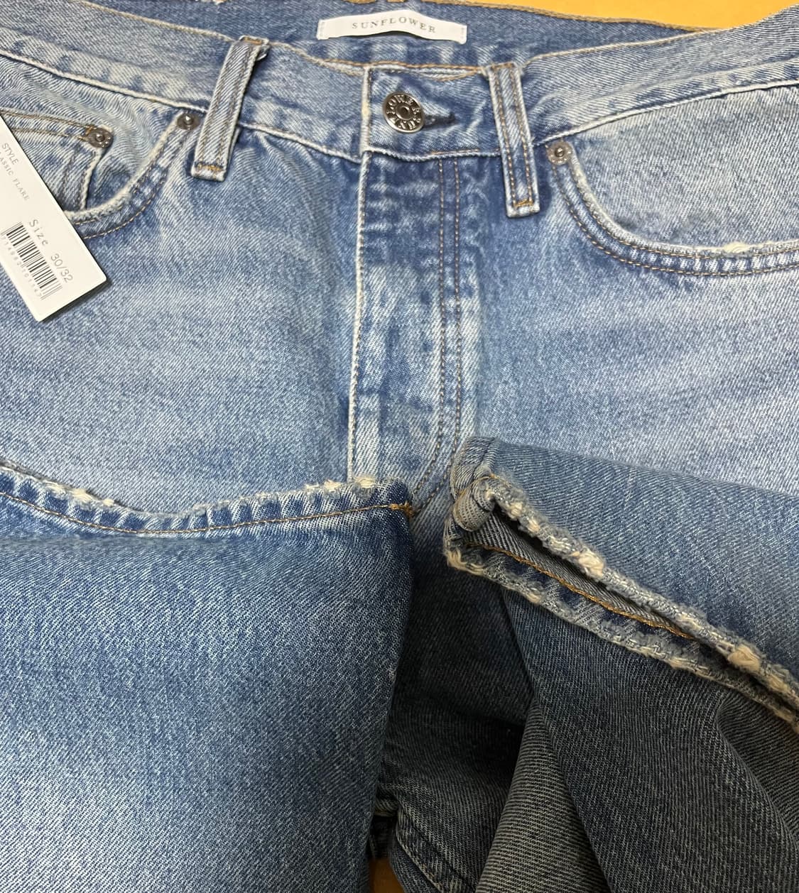 선플라워 25SS 플레어핏 빈티지 워싱 중청 데님 상품이미지4