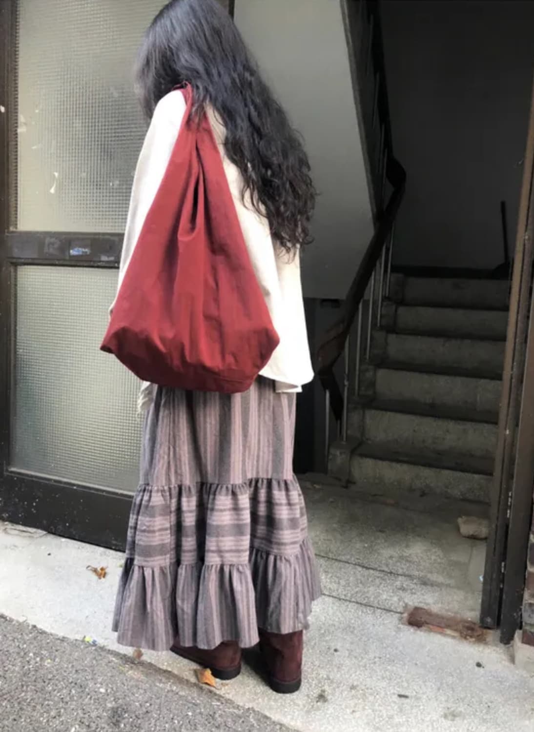 버건디 나일론 숄더 백 상품이미지2