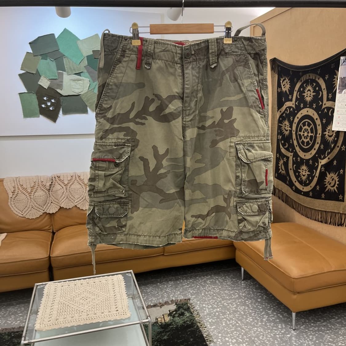 후아유 빈티지 밀리터리 카모플라주 카고 반바지 XL C12249 상품이미지3