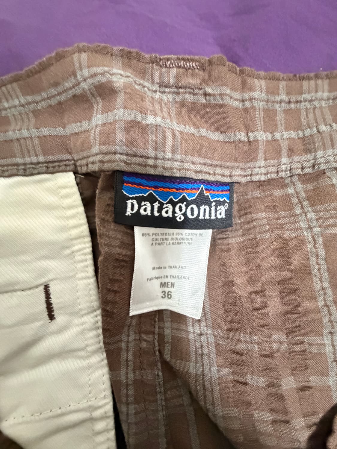 파타고니아 시어서커 체크 반바지 브라운 36 상품이미지4
