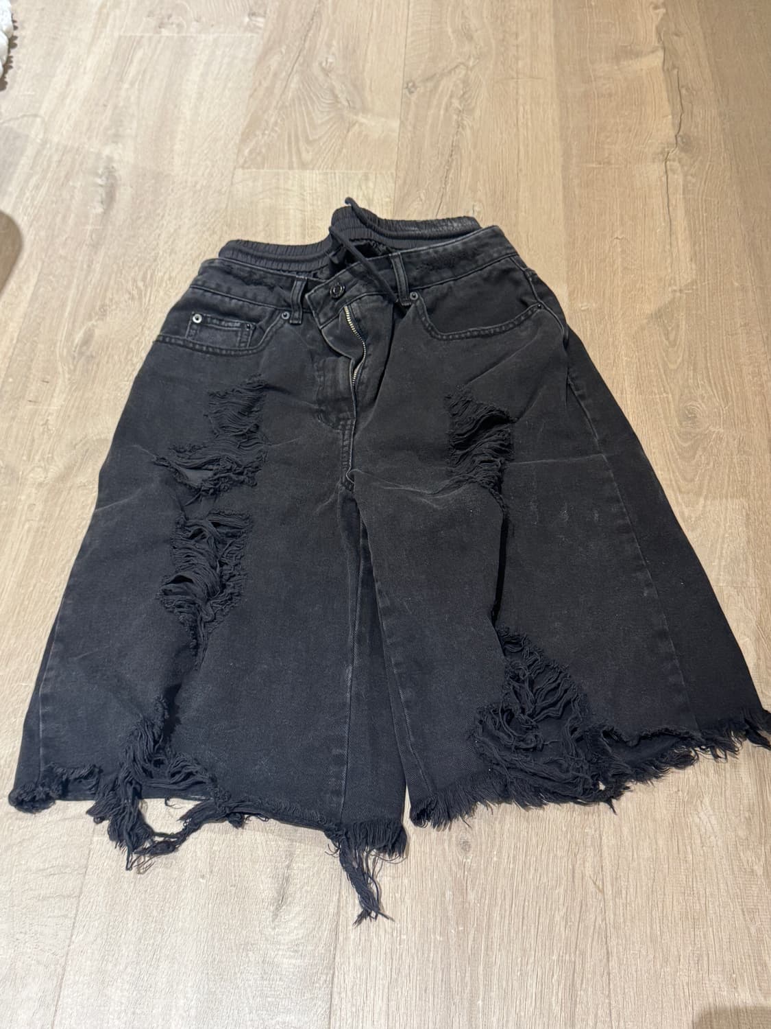 juun.j 더블 웨이스트 디스트로이드 진 상품이미지1