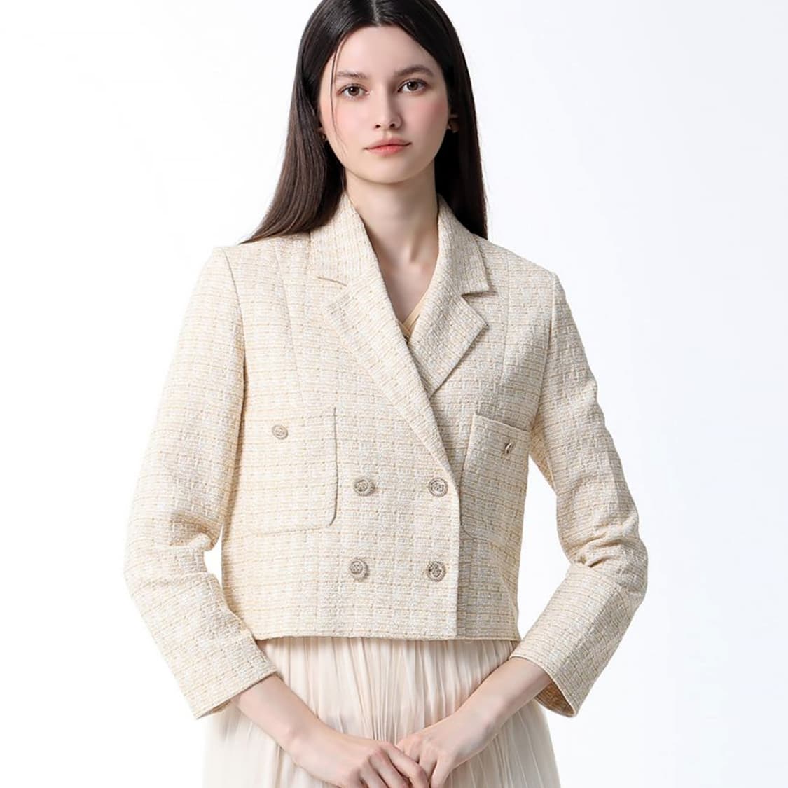 리스트(LIST) 트위드 더블 크롭자켓 55 새상품 상품이미지1