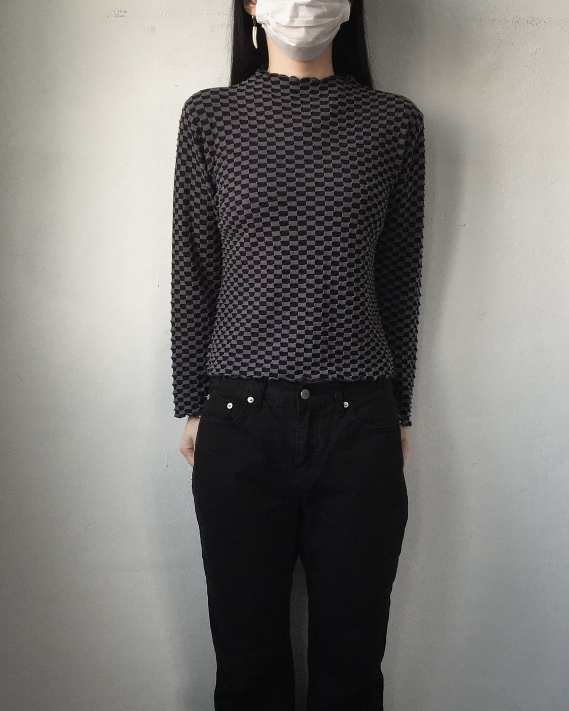 Pattern high neck sleeve 상품이미지3