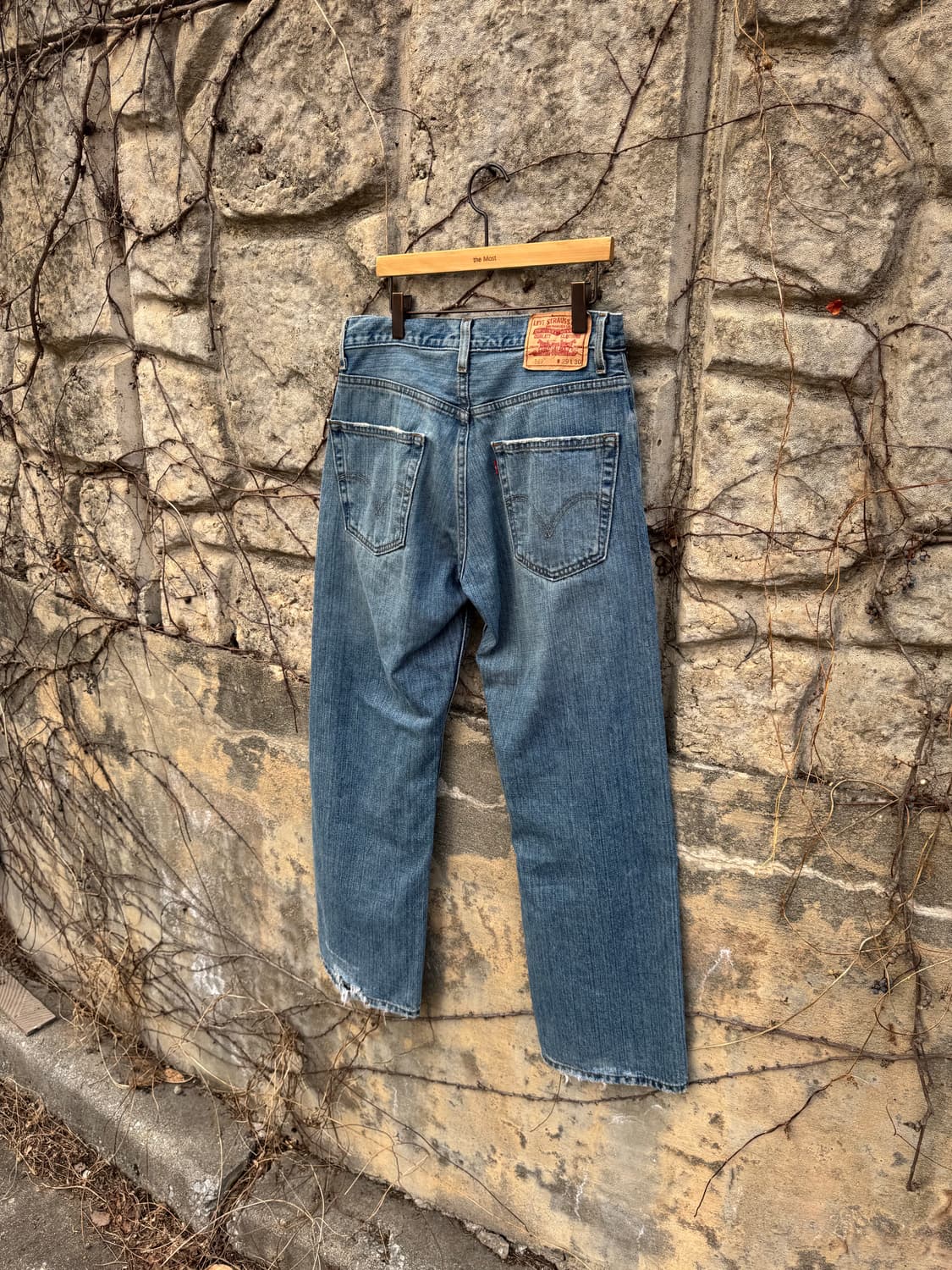 00s 리바이스 빈티지 569 루즈 스트레이트핏 워싱 데님 팬츠 상품이미지4