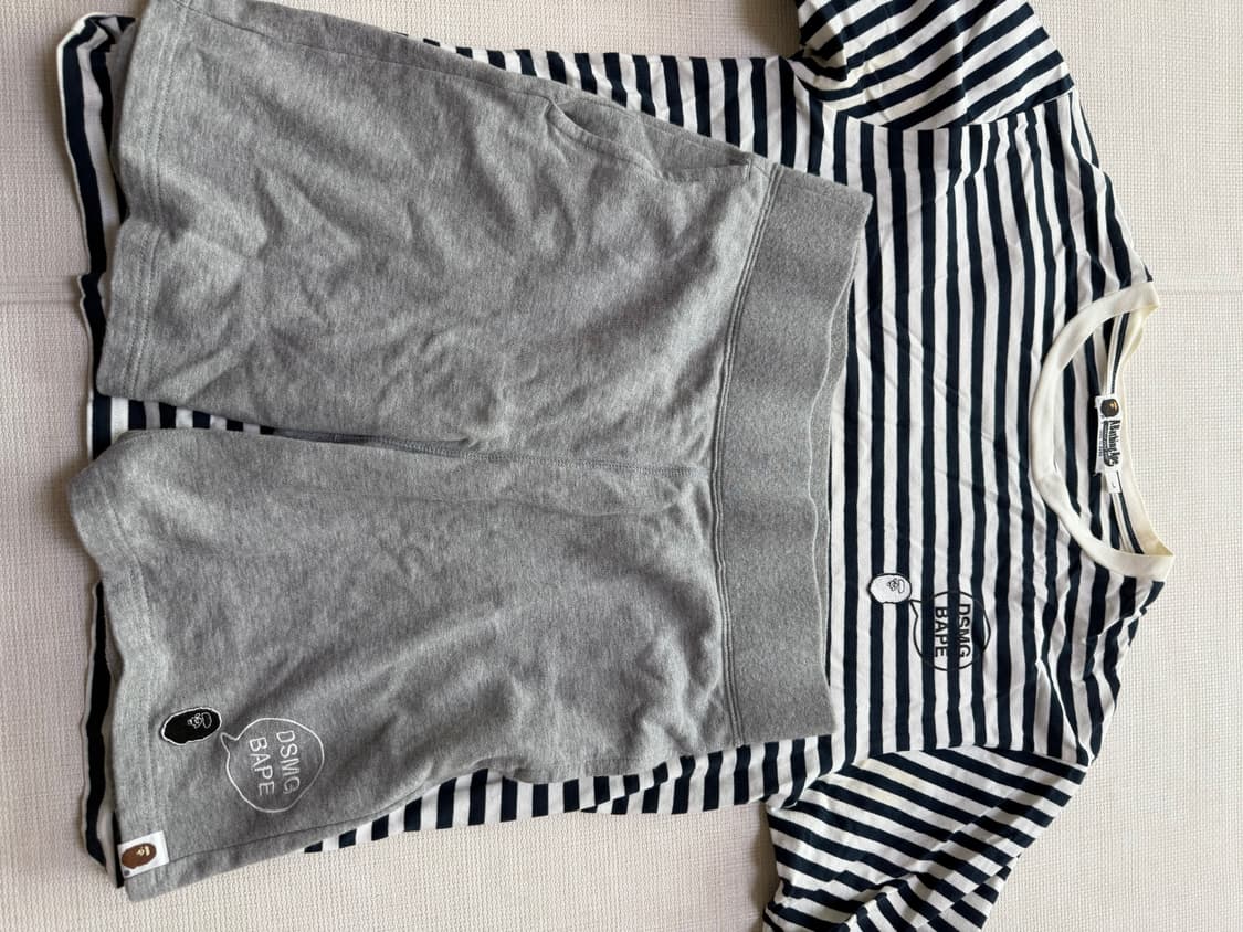 A Bathing Ape DSMG 스트라이프 반팔 반바지 셋업 베이프 상품이미지1