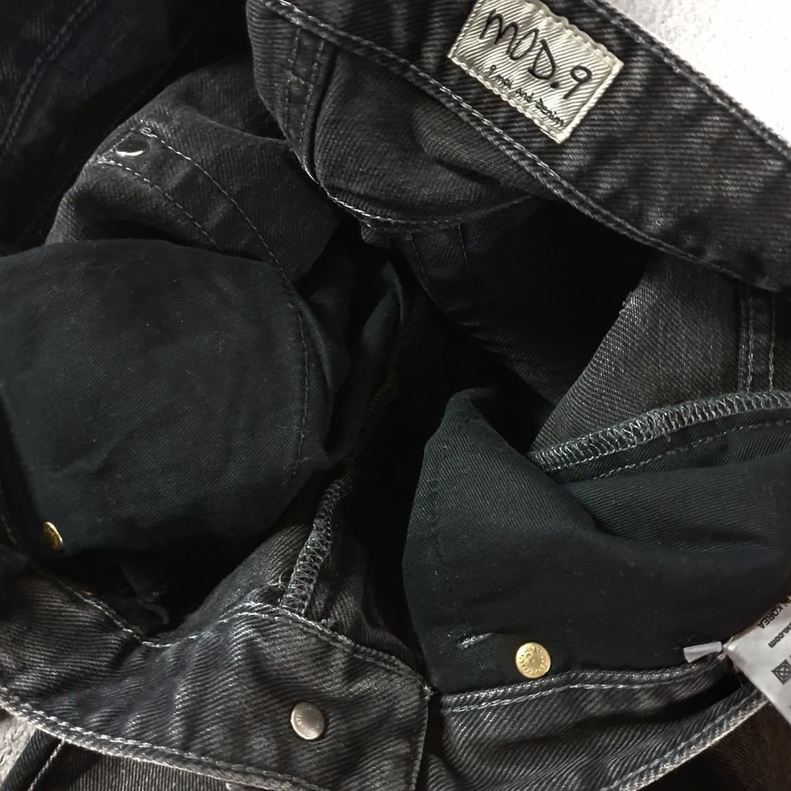 모드나인 크롭 흑청 데님 팬츠 31 상품이미지5