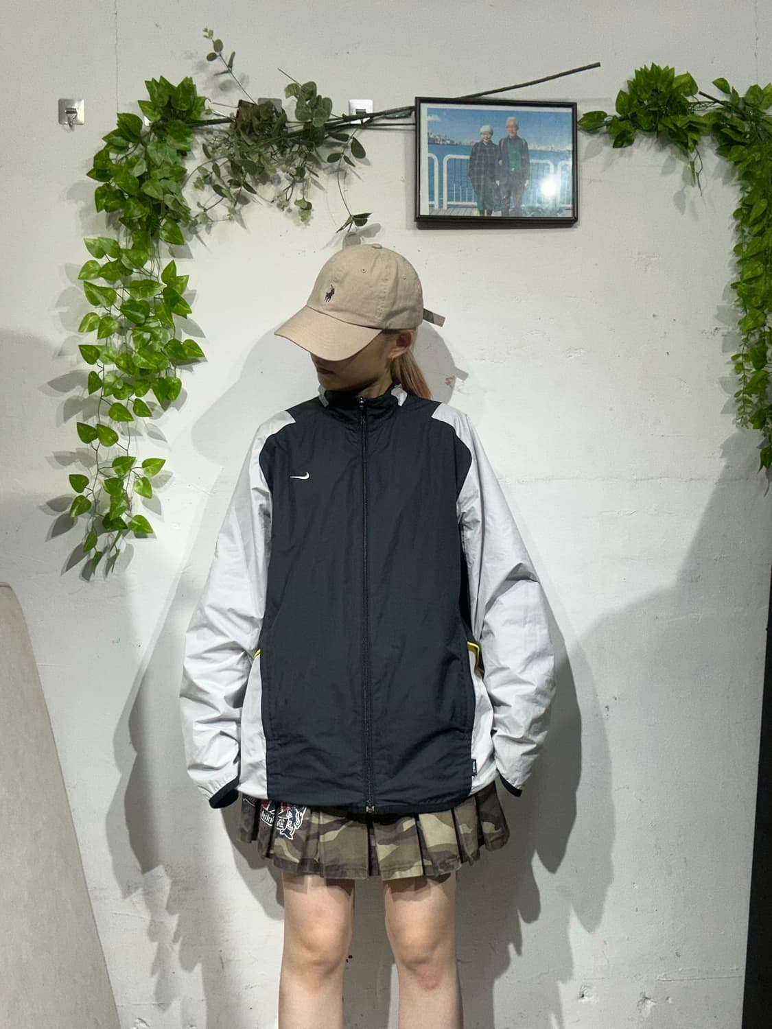 나이키 블랙 화이트 빅 로고 오버핏 바람막이 자켓 L 상품이미지2