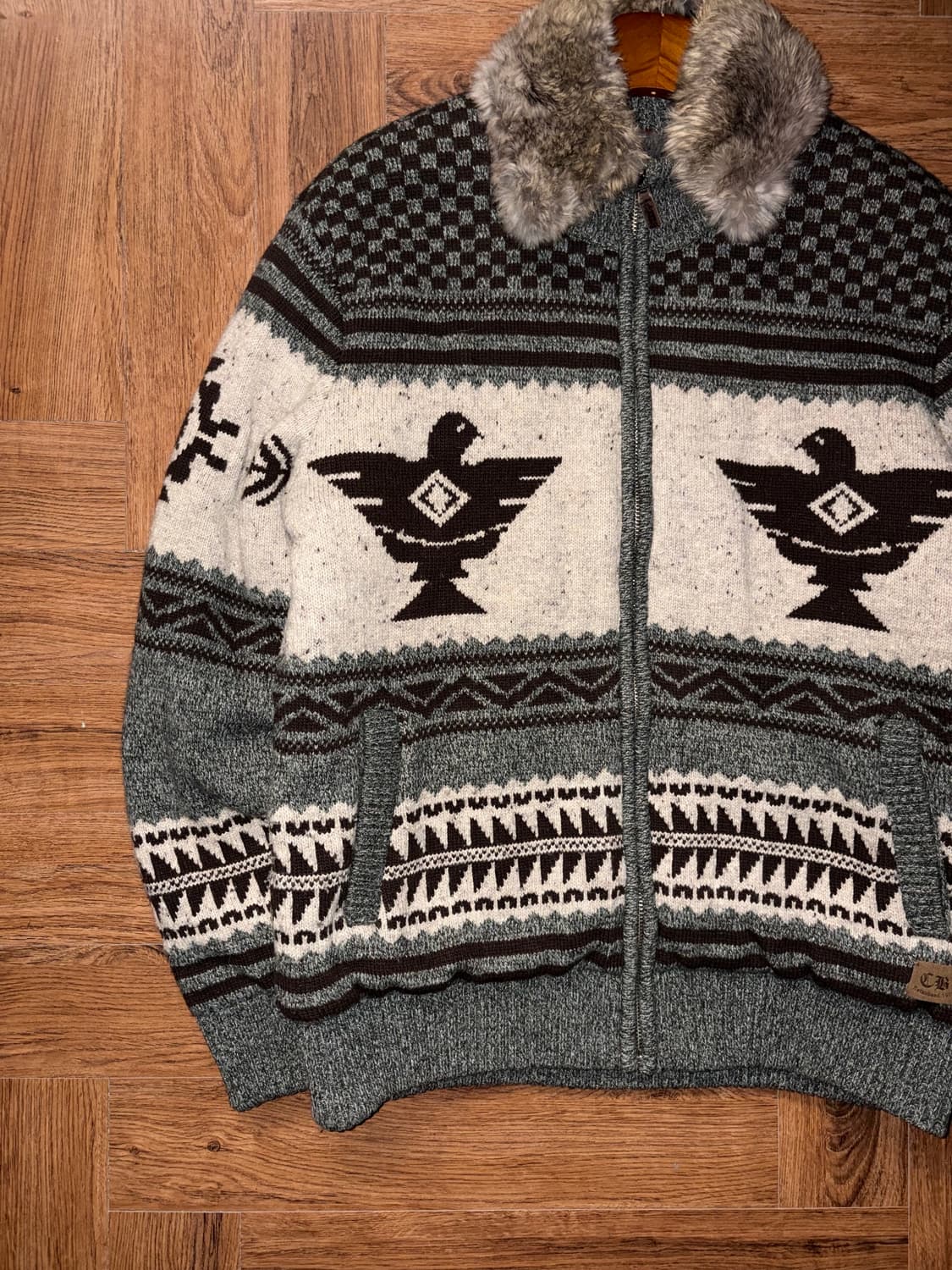 퍼 카라 노르딕 니트 집업 상품이미지3