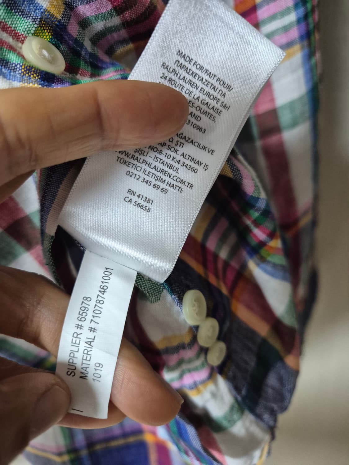 폴로 랄프로렌  린넨 체크 긴팔 셔츠 린넨남방 S (95) 상품이미지5