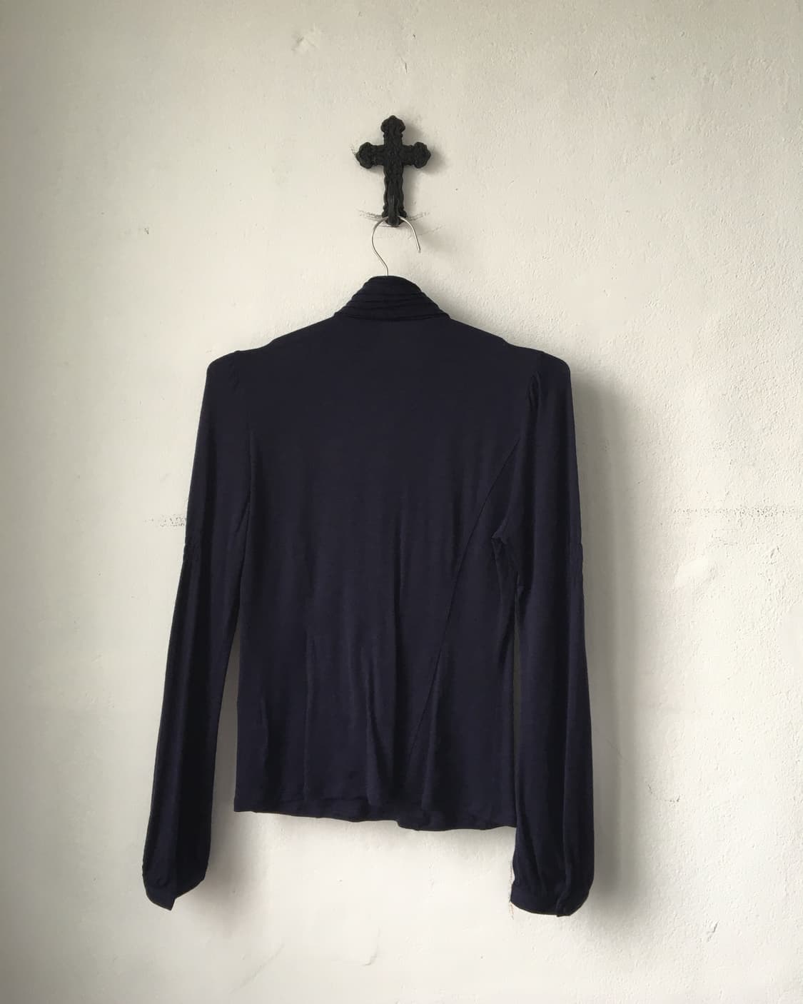 Frill point high neck navy sleeve 상품이미지4