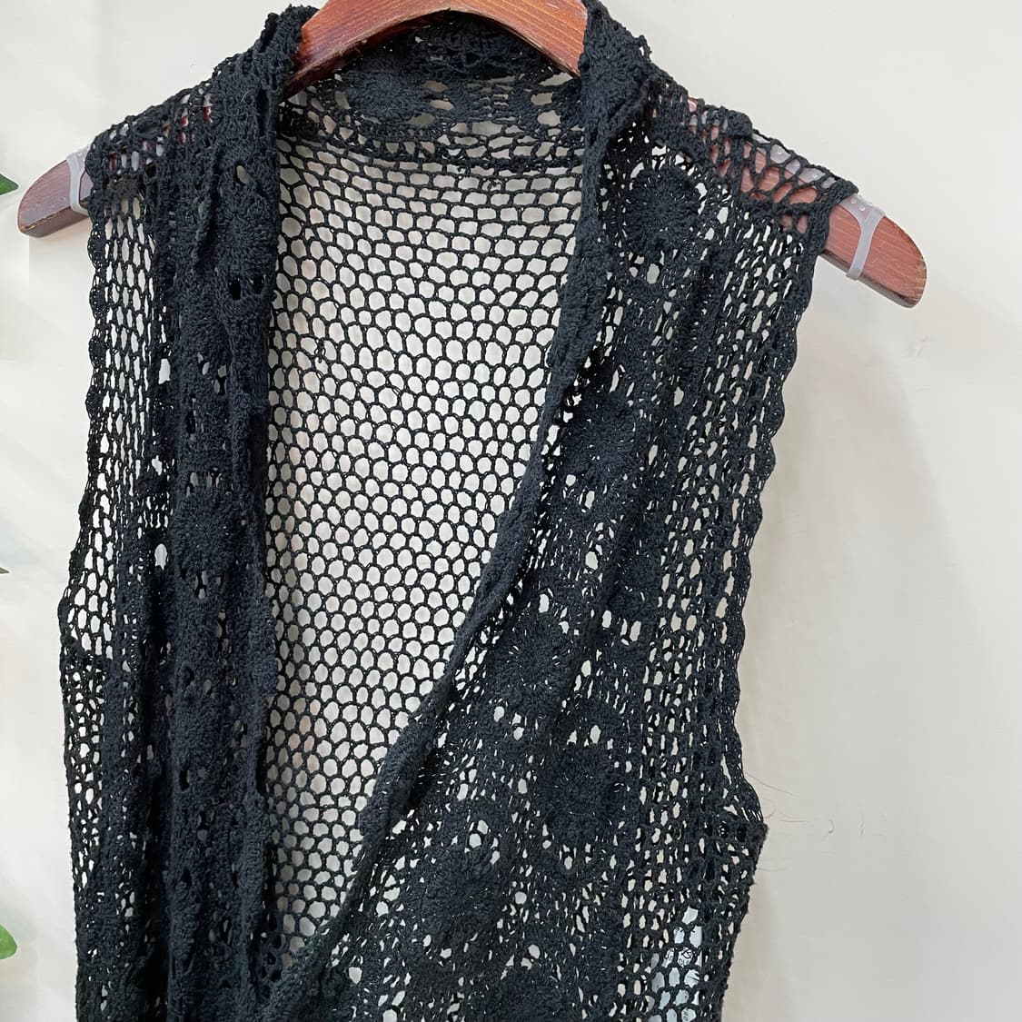 쿠로펑크 히피 보헤미안 그런지페어리 블랙 크로쉐 망사 베스트 상품이미지2