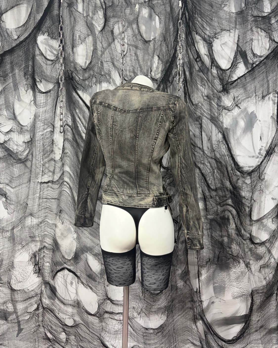 Gothic skull cubic washing crop jacket 상품이미지3