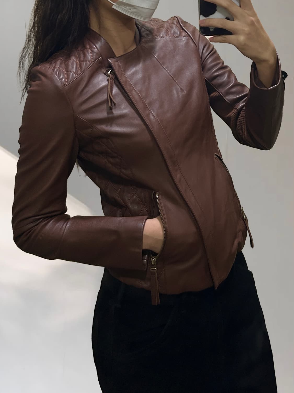 빈티지 니트믹스 브라운양가죽 자켓 상품이미지7