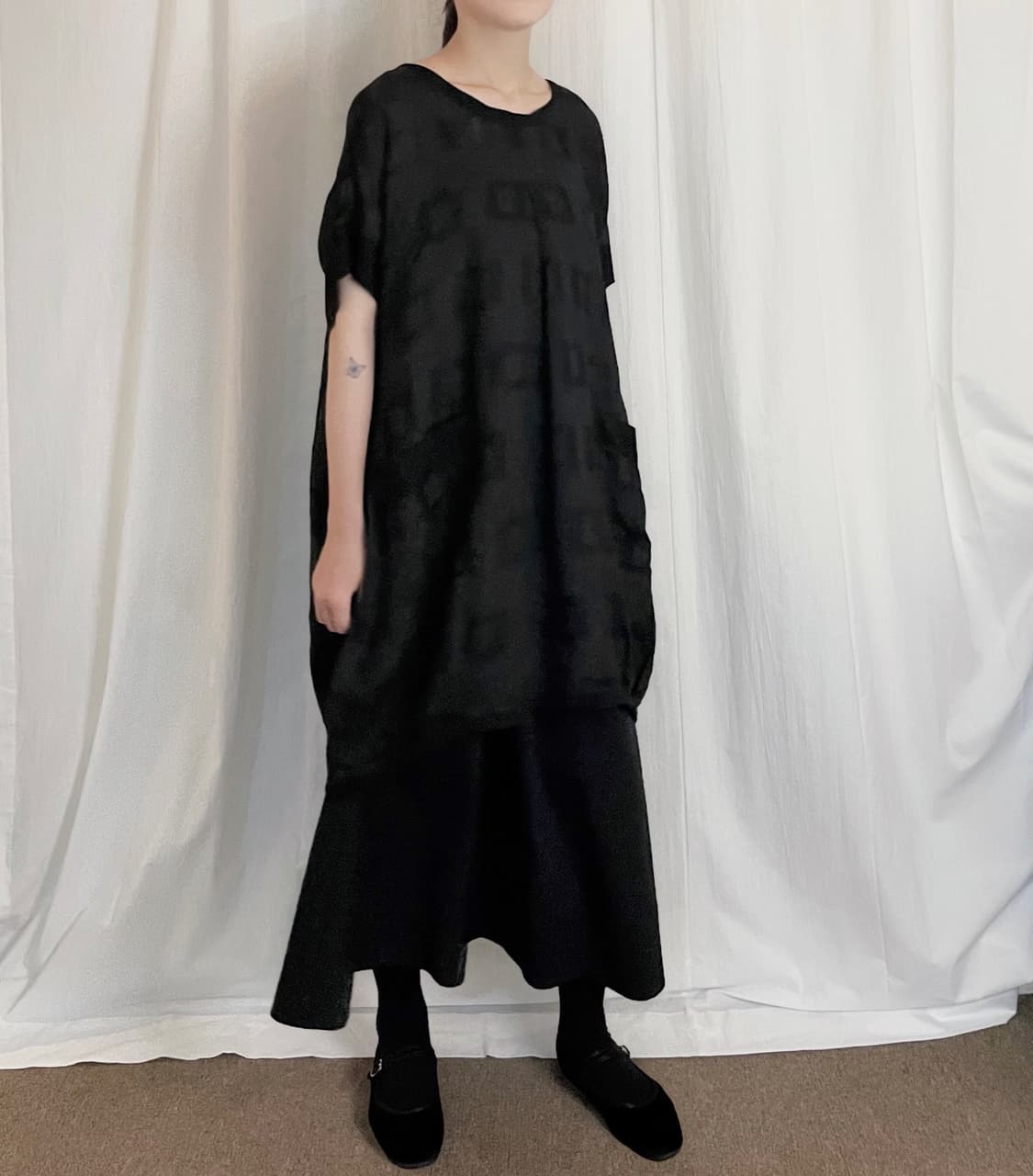 Square Pattern Linen Long Blouse 상품이미지2