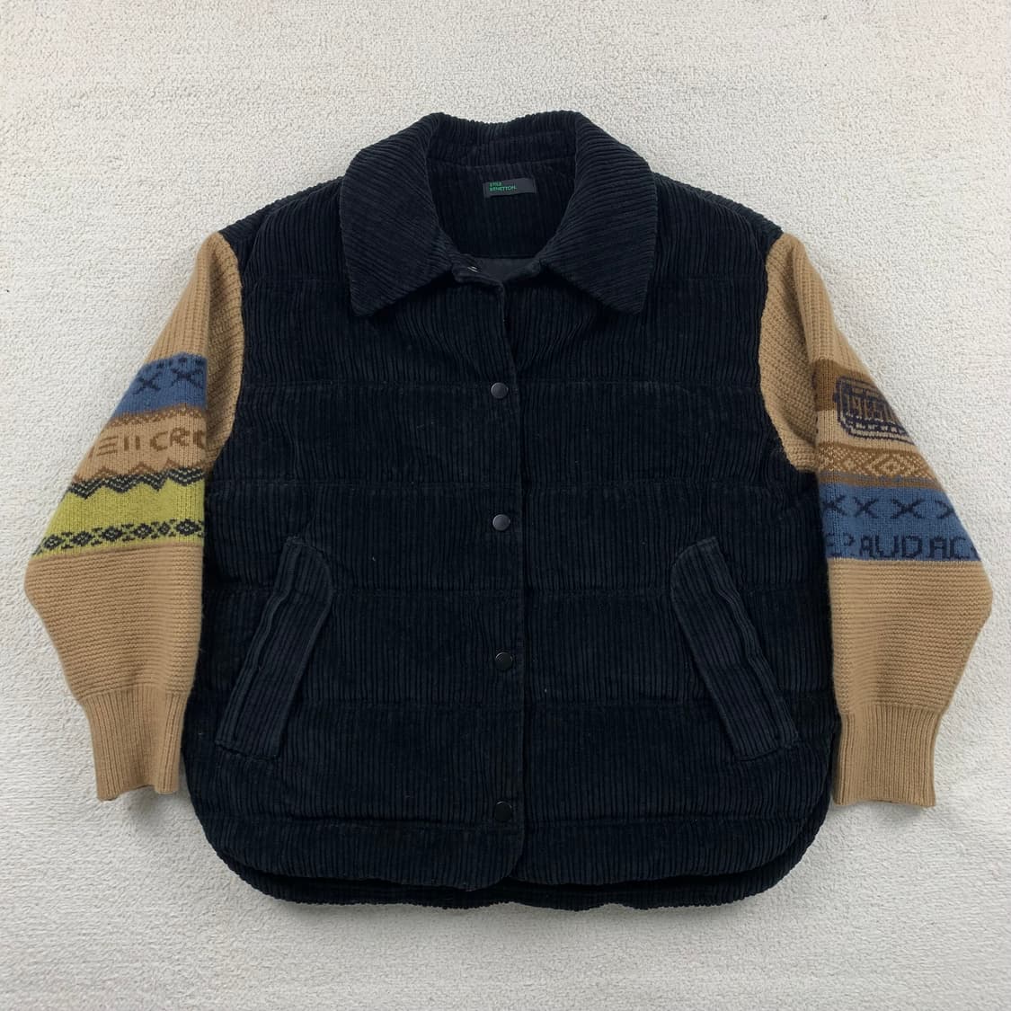 베네통 니트 소매 코듀로이 구스다운 패딩 자켓 상품이미지1