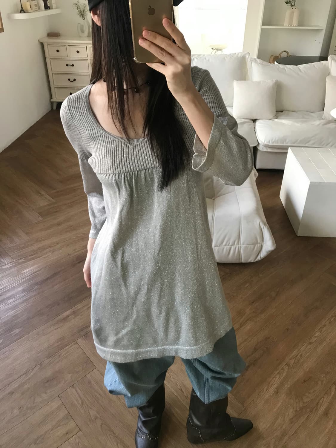 vintage grey pearl one-piece 상품이미지2